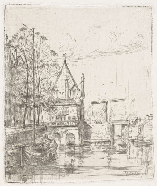 View of the Schreierstoren Amsterdam, The Netherlands, Frans Schikkinger, 1848 - 1902