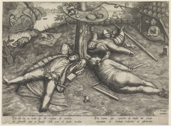 Luilekkerland, cockaigne, Attributed to Pieter van der Heyden, 1567-1600