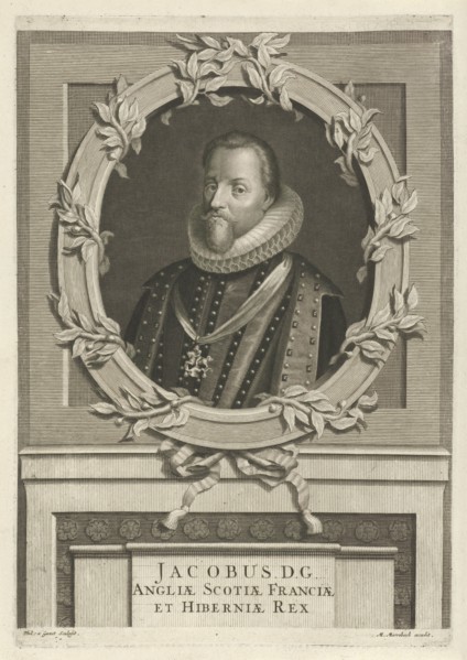 Portrait of James I of England, Philip van Gunst, Matthijs van Marebeek, 1685 - 1732