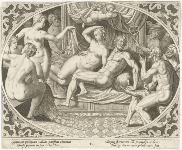 Venus and Mars caught in adultery, Jan Collaert (II), Philips Galle, 1576 - 1628