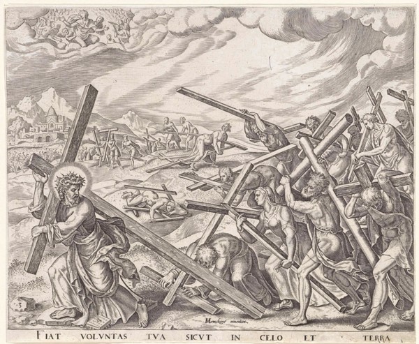 Let your will be done on earth as in heaven, Johannes Wierix, Philips Galle, 1569 - 1573