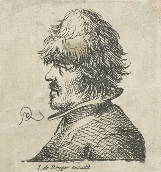 Portrait Bust of a man with fishing hat, J. de Reyger Pieter Jansz. Quast, 1615 - 1647