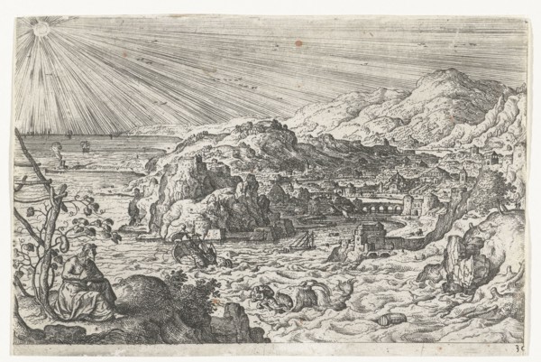 Jonah being swallowed by the fish, Hans Bol, Anonymous, c. 1550 - c. 1650