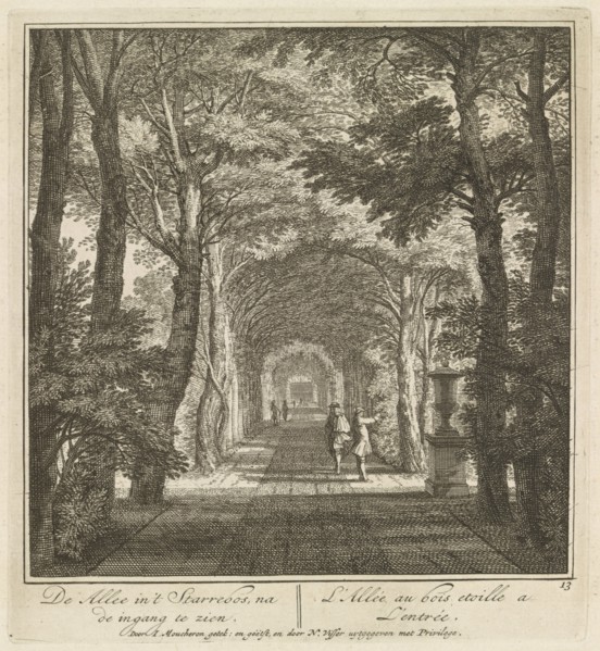 Covered path given to the input / View of the park / Duck pond / Large pond, Isaac de Moucheron,
