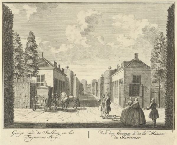 View of the stables and the house of the gardener on the estate at House ter Meer, The Netherlands,