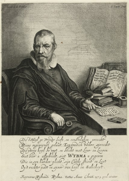 Portrait of Reinier Wybrands Wybma, baptist preacher, print maker: Salomon Savery, Jacob Adriaensz.