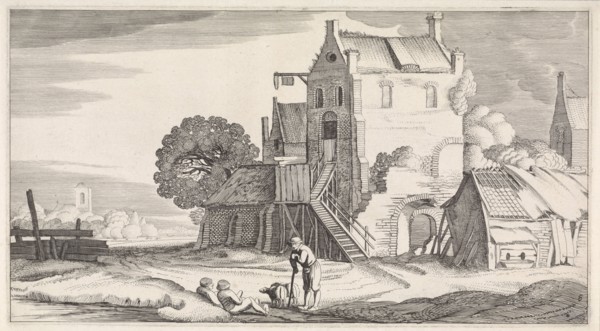Three figures conversing at an inn, Jan van de Velde (II), 1639 - 1641