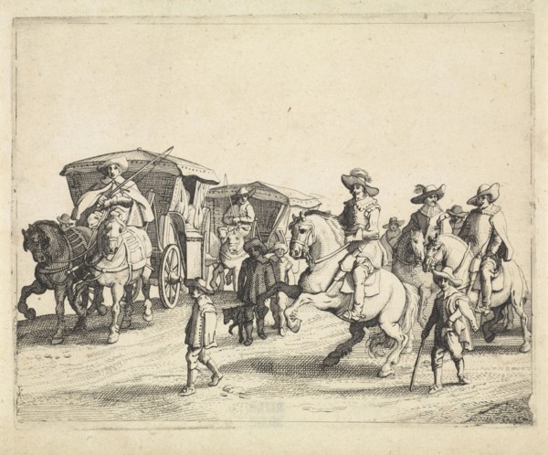 Cavalry and carriages, Jan van de Velde (II), Anonymous, Jan Martszen de Jonge, 1632 - 1682