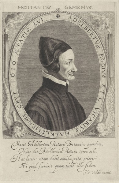 Portrait of Adelbertus Gerbrandsz. Eggius chaplain in Haarlem, The Netherlands, print maker: Jan
