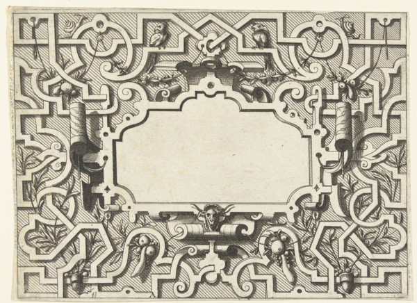 Cartouche surrounded by moresque motives, Johannes or Lucas van Doetechum, Hans Vredeman de Vries,