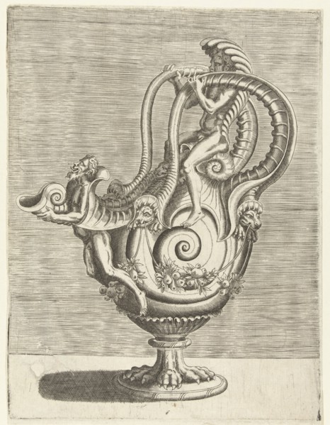 Jug in the form of a snail shell, Balthazar van den Bos, Cornelis Floris (II), Hieronymus Cock,