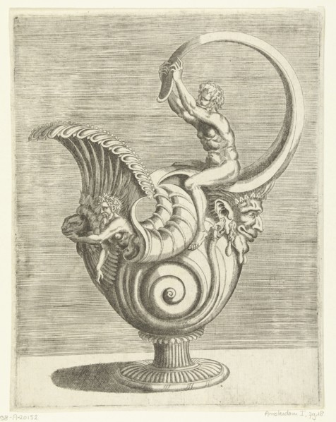 Jug in the form of a snail shell, Balthazar van den Bos, Cornelis Floris (II), Hieronymus Cock,