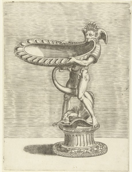 Scale formed by the lower jaw of a man with a satyr head, Balthazar van den Bos, Cornelis Floris