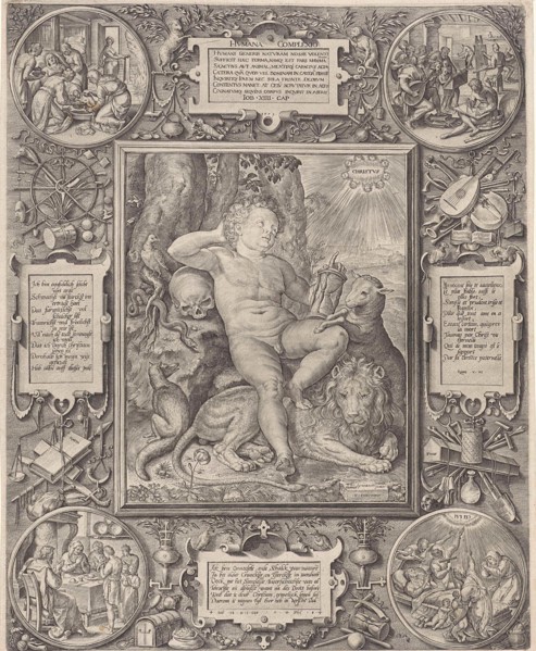 Allegorie on the complexity of the human, Johannes Wierix, Willem van Haecht (I), Godefried van