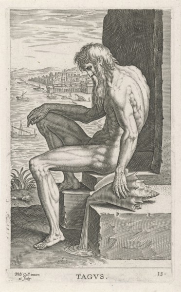 Tagus River God, Philips Galle, 1586