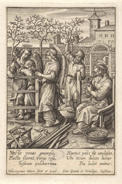 Christ child builds a fence, Hieronymus Wierix, 1563 - before 1619