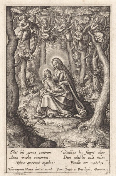 Rest on the Flight into Egypt, Antonie Wierix (III), Hieronymus Wierix, Piermans, 1606 - before