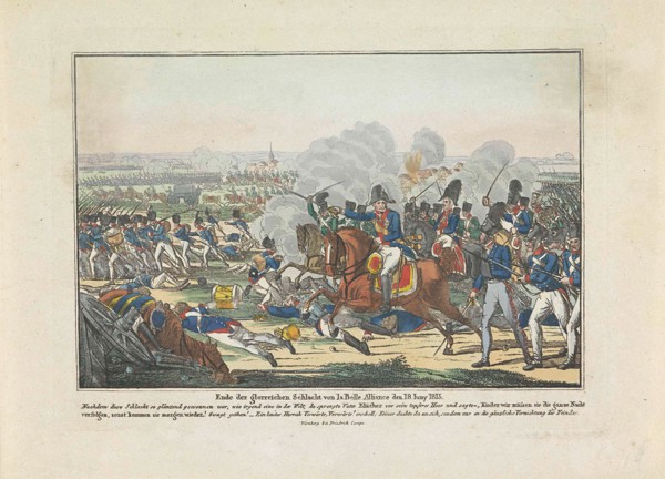 Von BlÃ¼cher leads the Prussian troops at the Battle of Waterloo, 1815, Anonymous, Friedrich Campe,