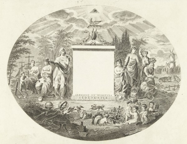 Birth and marriage memorial piece, Joannes Bemme, J.F. de Ridder & Comp., 1800 - 1841