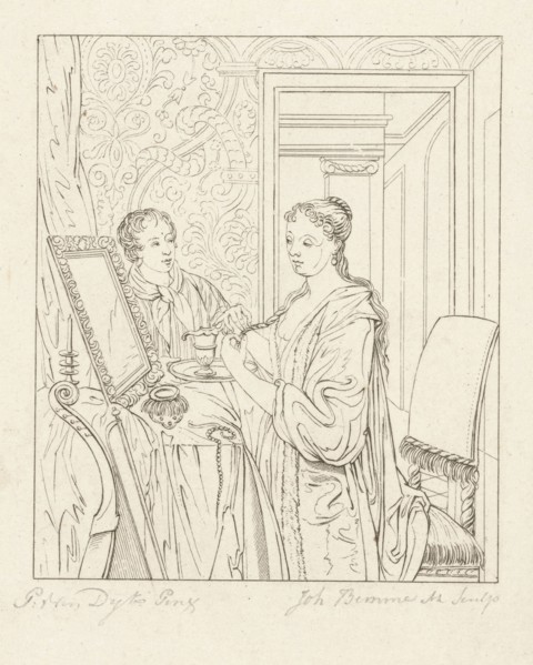 A woman at her toilet, Joannes Bemme, 1800 - 1841