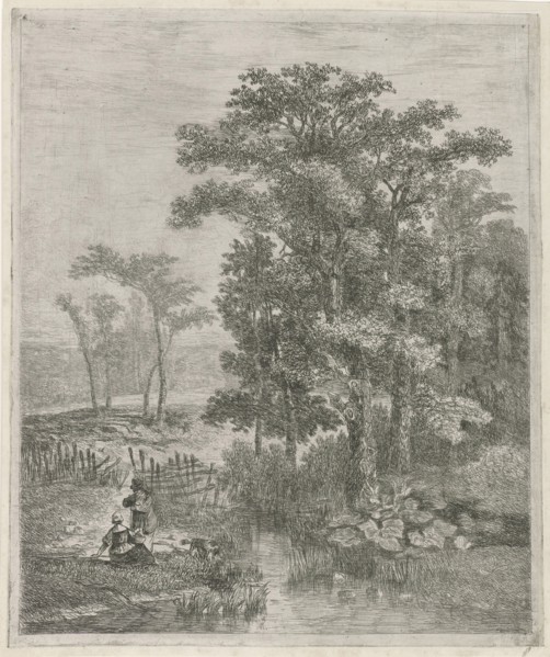 Man and woman at a trickle, Hermanus Jan Hendrik van Rijkelijkhuysen, 1823 - 1883