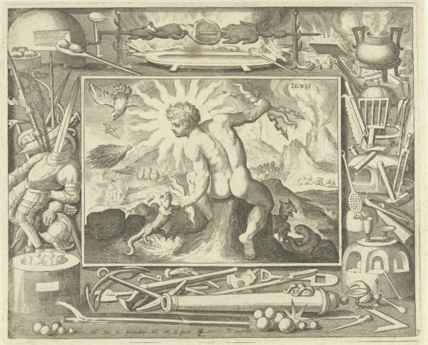 Element fire as a young man with lightning, Nicolaes de Bruyn, 1581-1656