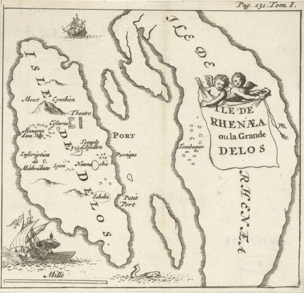 Map of the Cycladic islands of Delos and Rhenia, Greece, Jan Luyken, Hendrick and Dirk Boom, 1679