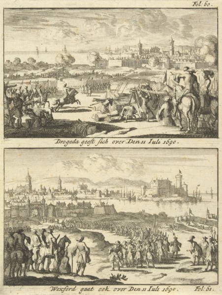Drogheda and Wexford surrender, 1690, print maker: Jan Luyken, 1690