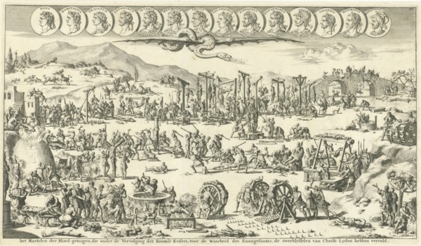 Christian Persecution in Roman times, Jan Luyken, Wilhelmus Goeree (I), 1690