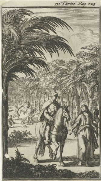 Road from Agra to Delhi approached by a female member of a gang of robbers India, Jan Luyken,