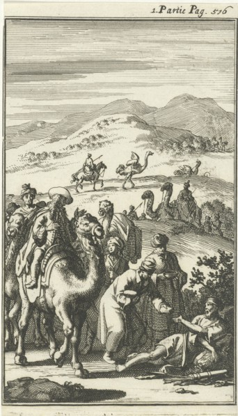 Caravan takes a sick Arab, Jan Luyken, Charles Angot, 1689