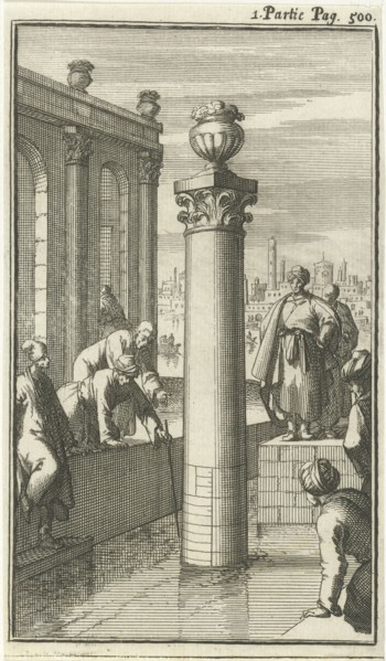Study of the water level in Cairo, Egypt, Jan Luyken, Charles Angot, 1689