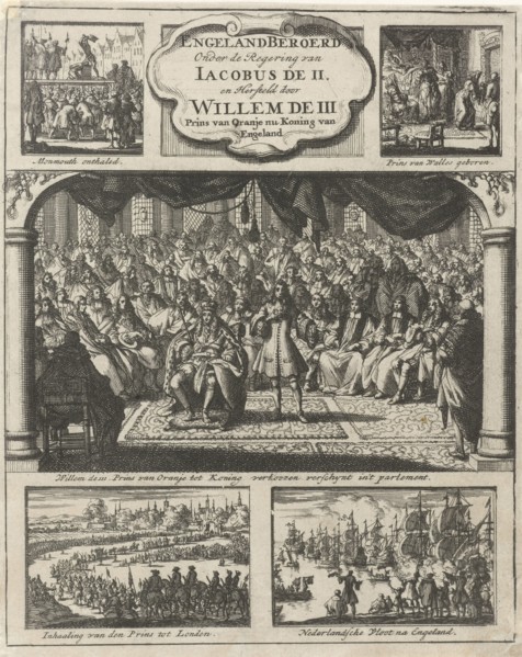 William III attends a session at the parliament in 1689 as King, Jan Luyken, Jan Claesz ten Hoorn,