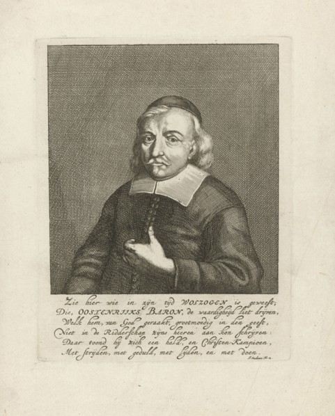 Portrait of Ludovicus Wolzogen, professor and theologian, Jan Luyken, Joachim Oudaan, 1688