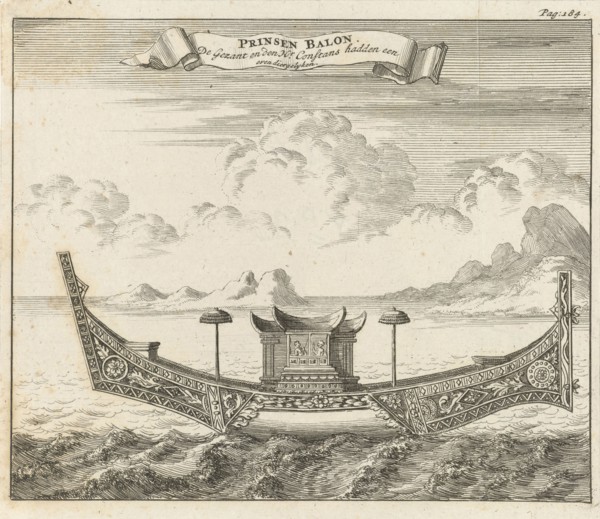 Princely vessel in Siam (Thailand), Jan Luyken, Aart Dircksz Oossaan, 1687