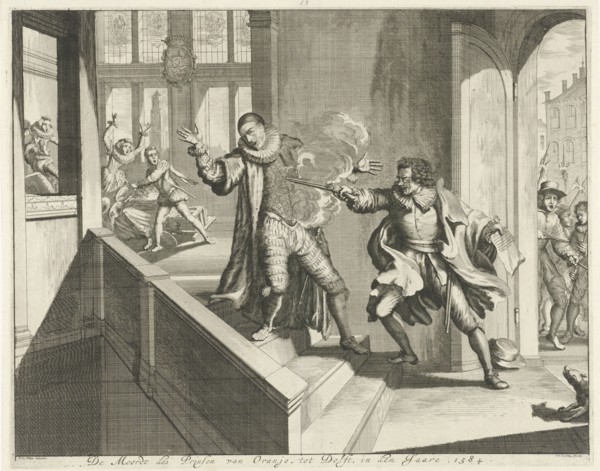 Murder of the Prince of Orange, 1584, Jan Luyken, widow Joannes van Someren, Abraham Wolfgang,