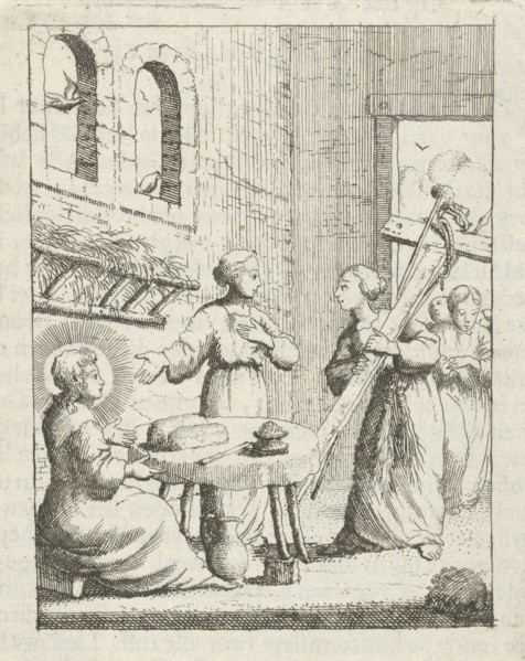 Christ and the personified soul is shown inside the cross, Jan Luyken, Pieter Arentsz II, 1678-1687
