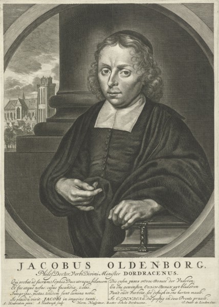 Portrait of James Oldenburg, pastor, Jan Luyken, Adriaen Haelwegh, Hermanus Neuspitzer, 1682
