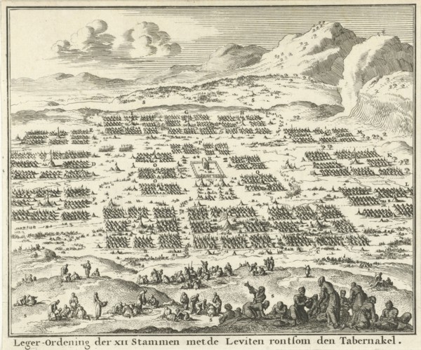 Tent Camps of the twelve tribes of Israel arranged around the tabernacle, Jan Luyken, Willem