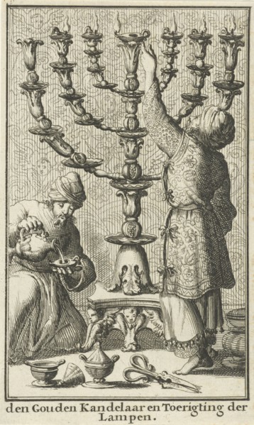 Golden Menorah or menorah, Jan Luyken, Willem Goeree, 1683