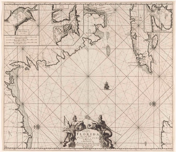 Sea chart of part of the Gulf of Mexico, with the coast of Florida, Jan Luyken, Claes Jansz Voogt,