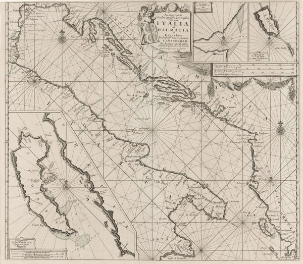 Map of the coasts of the Adriatic, print maker: Anonymous, 1682 - 1803