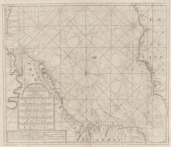 Sea chart of the Channel between England and France, Part 1, print maker: Anonymous, 1688 - 1803