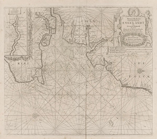 Sea chart of part of the east coast of England at the mouth of the Thames, Jan Luyken, Anonymous,
