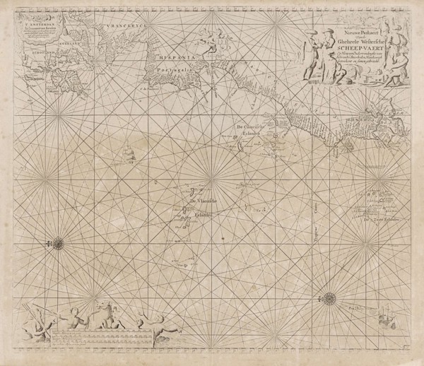 Sea chart of the Atlantic Ocean to the west coast of Europe and parts of Africa, Jan Luyken,