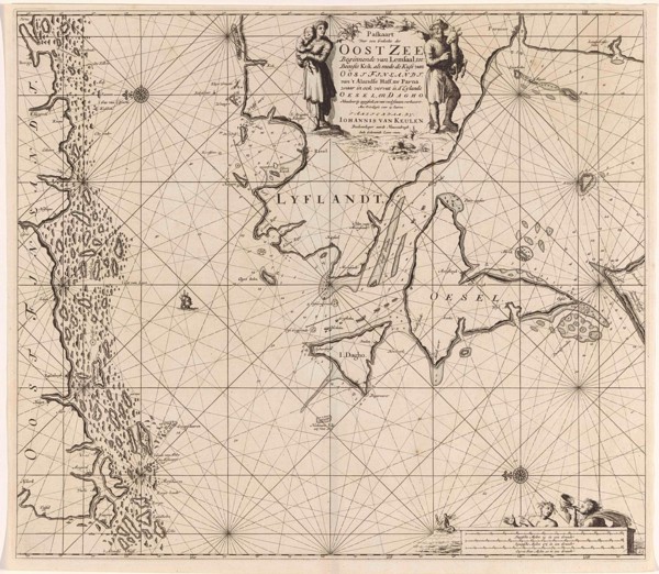 Sea chart of the mouth of the Gulf of Finland in the Baltic Sea, Jan Luyken, Johannes van Keulen