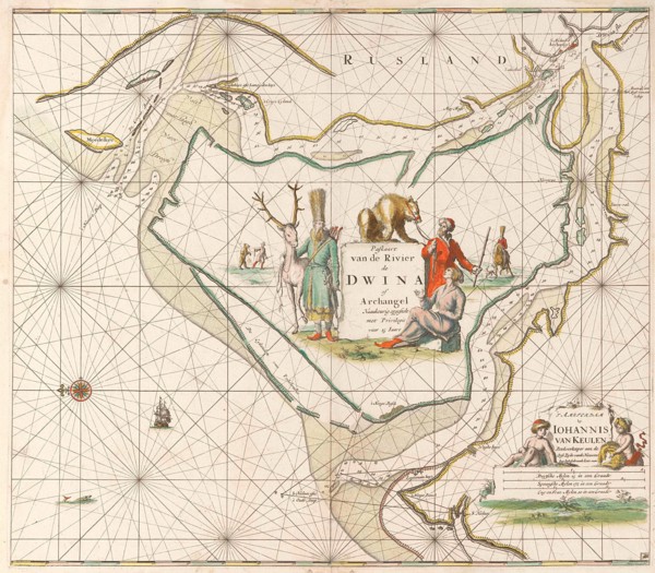 Sea chart of the Northern Dvina River, Jan Luyken, Johannes van Keulen (I), unknown, 1681 - 1799