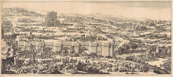 Construction of the Temple of Solomon, Jan Luyken, Willem Goeree, 1690