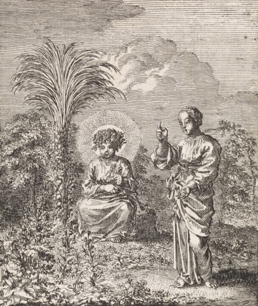 Christ and the personified soul contemplate nature, Jan Luyken, 1714