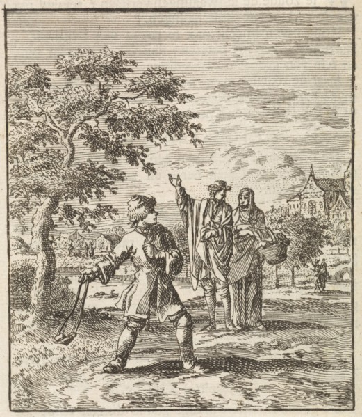 A boy swinging a stone, Jan Luyken, Zacharias Chatelain II, wed. Pieter Arentsz II, 1712